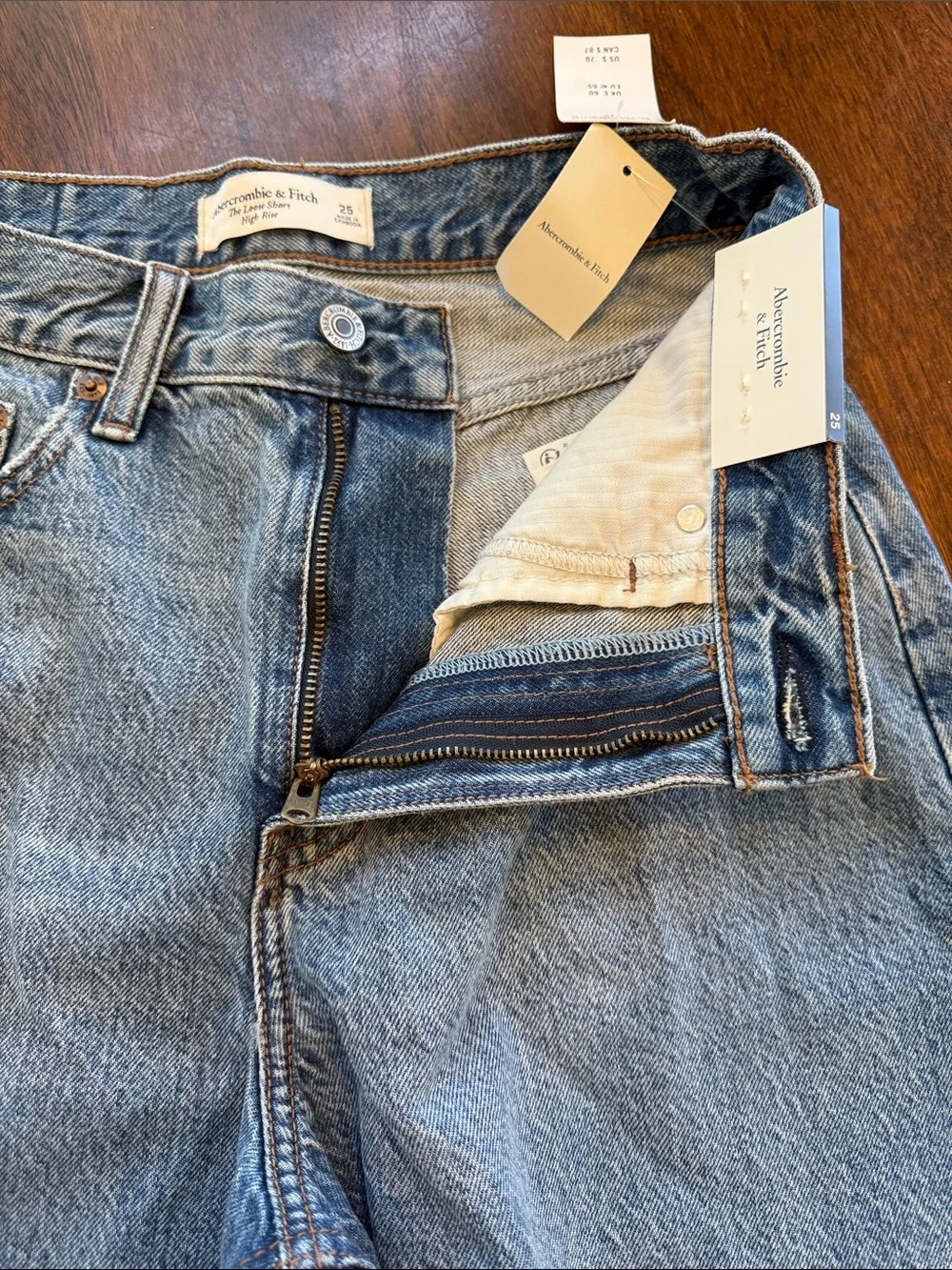 Abercrombie & Fitch Light Blue Denim Frayed-Hem Shorts - Picture 3 of 6